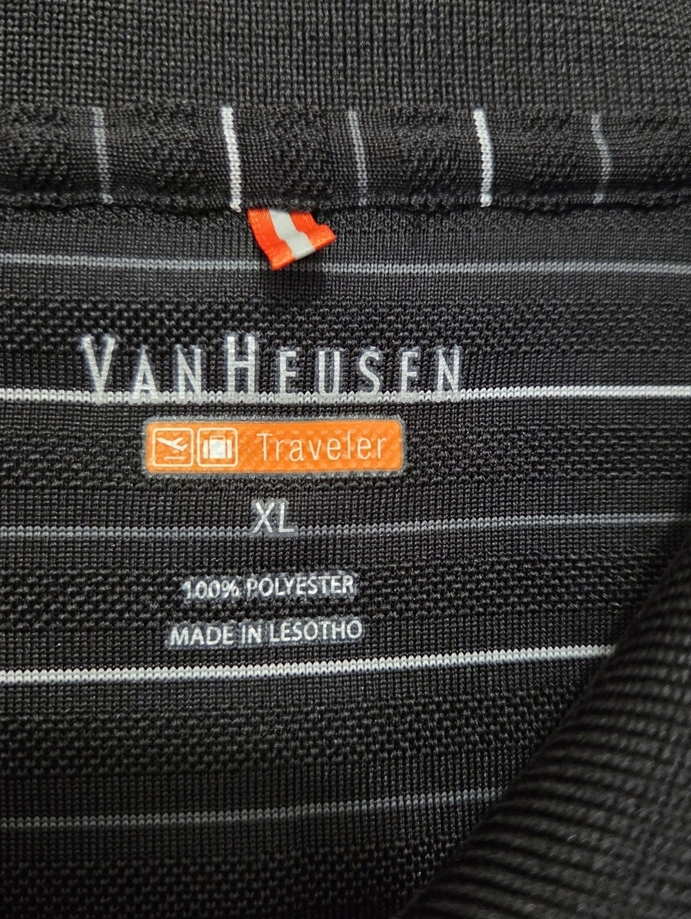 Van Heusen Black & White Striped Traveler Short Sleeve Polo Shirt Size XL Golf - Picture 5 of 7